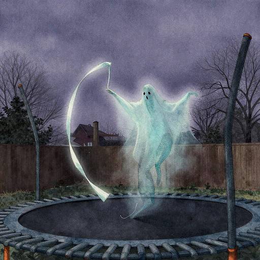 Ghostly Acrobat in Macabre Backyard