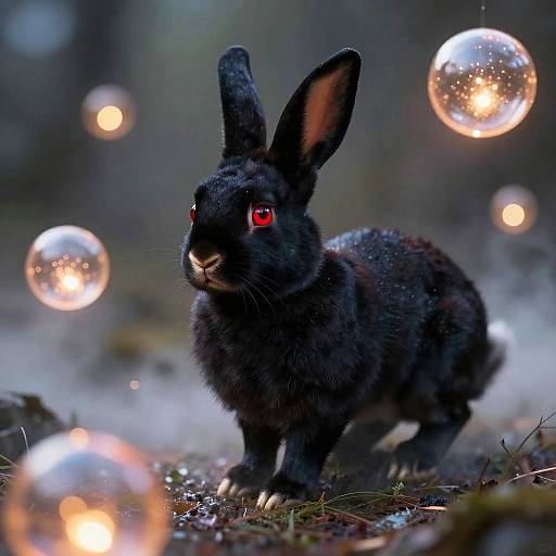 Surreal Black Rabbit Dreamscape