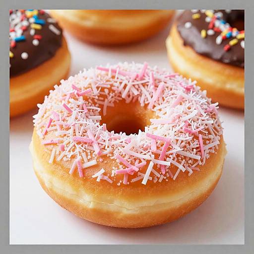 Close-Up of Pink Coconut Donut