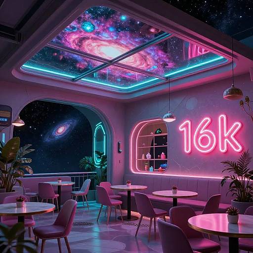 Futuristic Galactic Café in Space