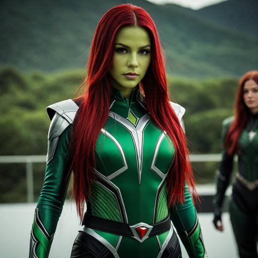 Woman in Gamora-Inspired Green Bodysuit Costume