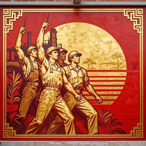 Communism Mural in Art Deco Style