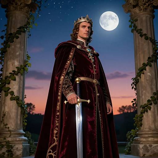 Dignified Prince Amidst Enchanted Ruins