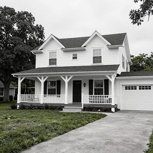 Vintage Black and White Ranch House
