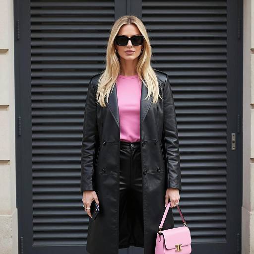 Chic Blonde in Leather by Door