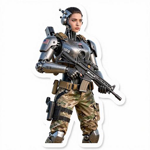 Female Cyborg Special Forces Sticker