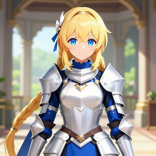 Blonde Anime Female Knight in Armor