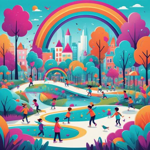 Vibrant Cartoon City Park Illustration