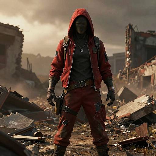 Red Hoodie Survivor in Post-Apocalypse