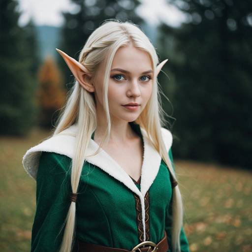 Blonde Elf Woman in Green Costume