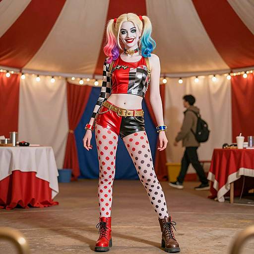 Harley Quinn Costume in Circus Tent