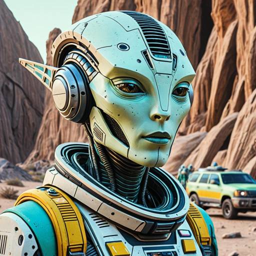 Hyperrealistic Android Scout in Alien Landscape