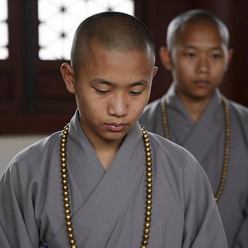 Serene Portrait of Young Buddhist Monks