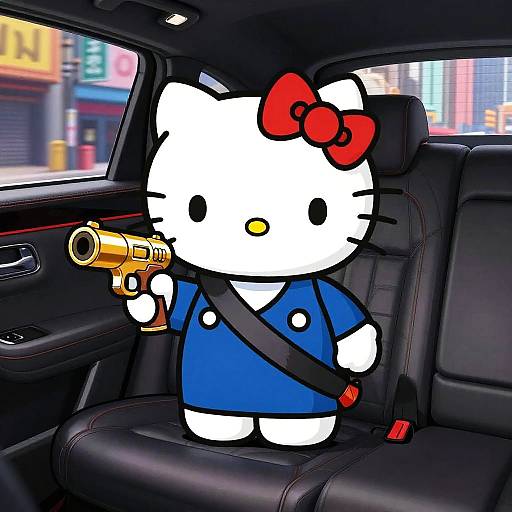 Gangster Hello Kitty in Luxury Car