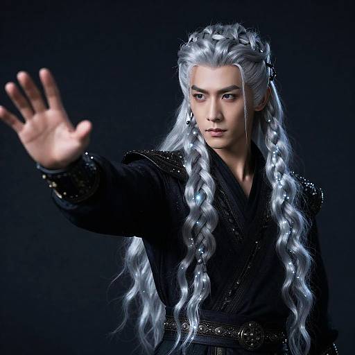 Silver-Curled Celestial Guardian of Power