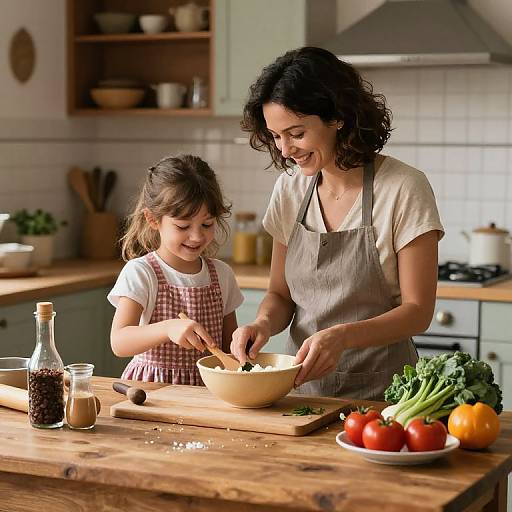 Mother Daughter Cozy Cooking Moment