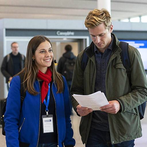 Smiling Travelers at the Airport