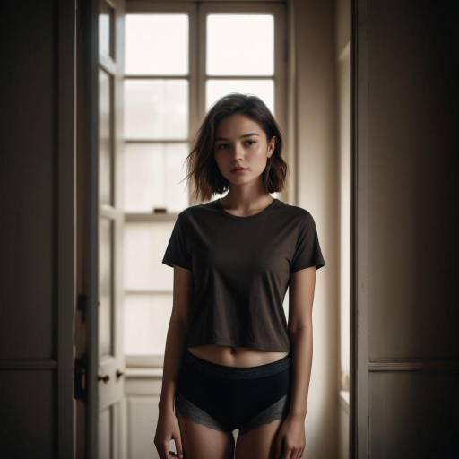 Young Woman in Casual Wear by Window