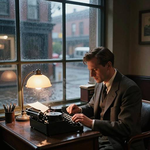 1940s Detective Typing in Office