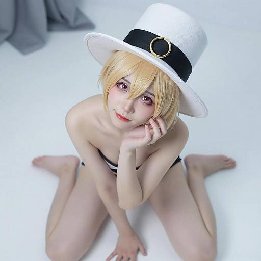 Blonde Cosplayer in Stylish Hat