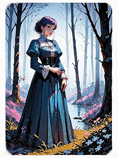 Dark Fantasy Woman in Medieval Forest