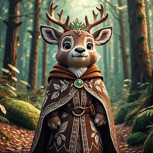 Anthropomorphic Deer Druid in Fantasy Forest
