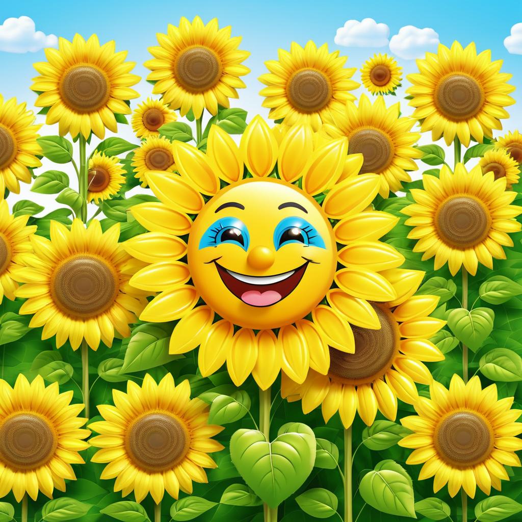 Cheerful Sunflower Sticker Bomb Illustration