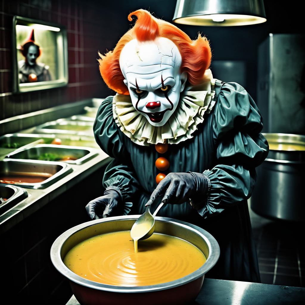 Surreal Pennywise Queuing for Soup