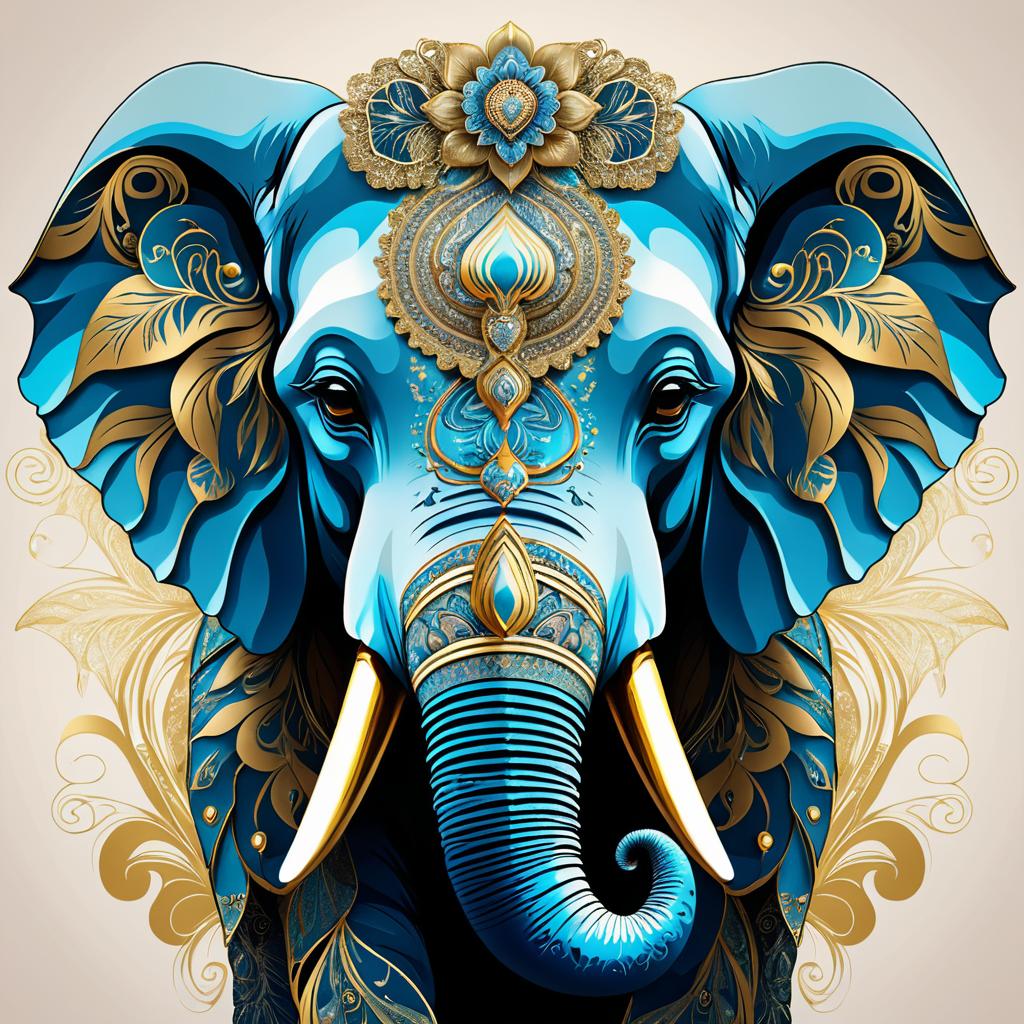 Whimsical Portrait of a Gentle Elephant