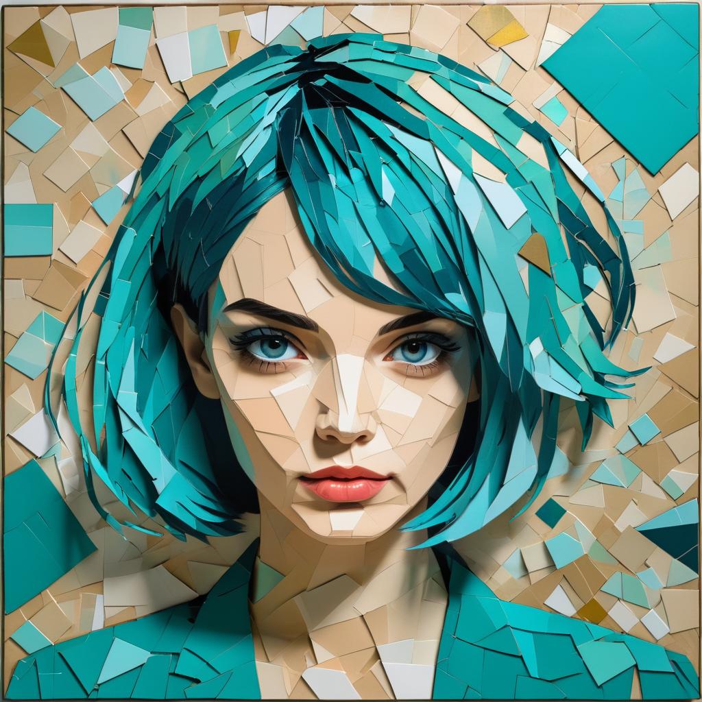 Impressionist Portrait of a Teal-Haired Woman