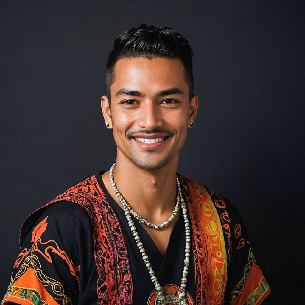 Vibrant Māori Man Studio Photoshoot