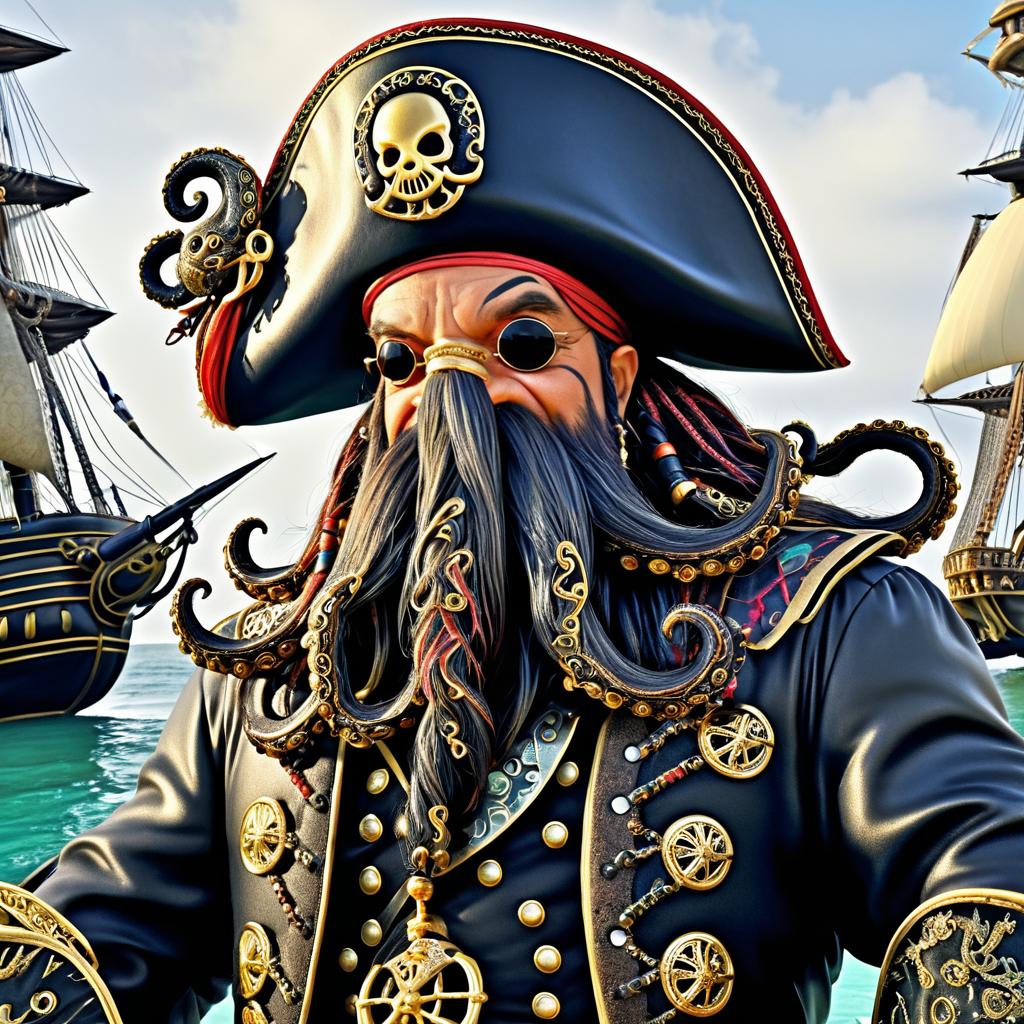 Cinematic Pirate Octopus in Ornate Attire