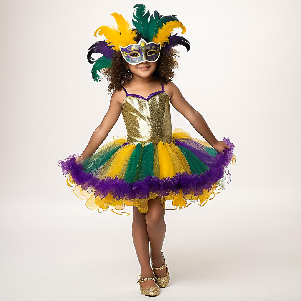 Delighted Girl in Mardi Gras Masquerade