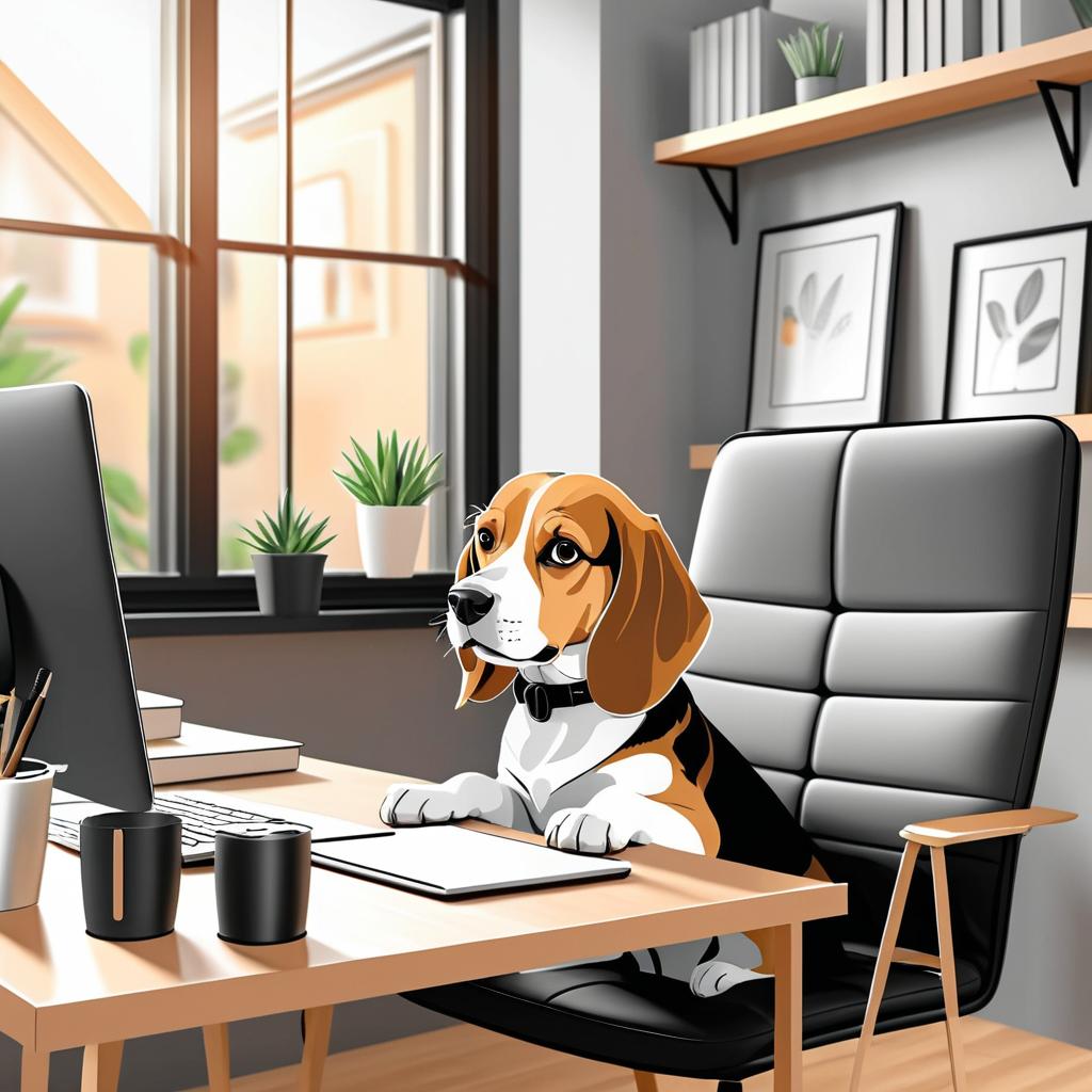 Sarcastic Beagle Working Remotely at Home