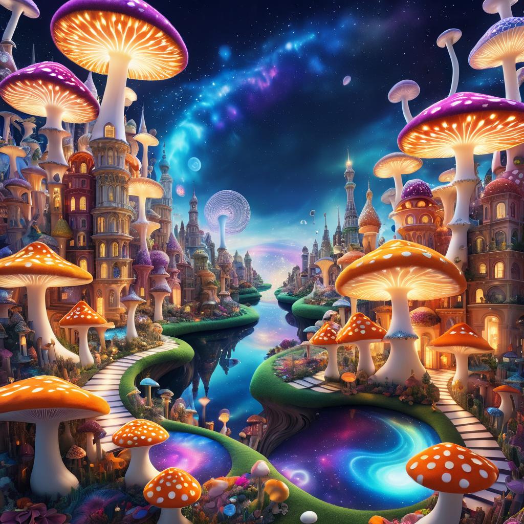 Surreal Mushroom City in Fabric World