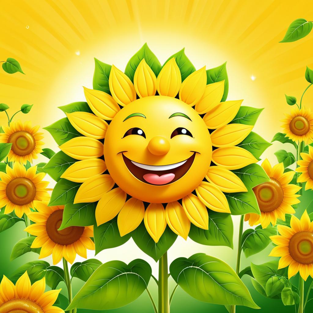 Cheerful Cartoon Sunflower with Face