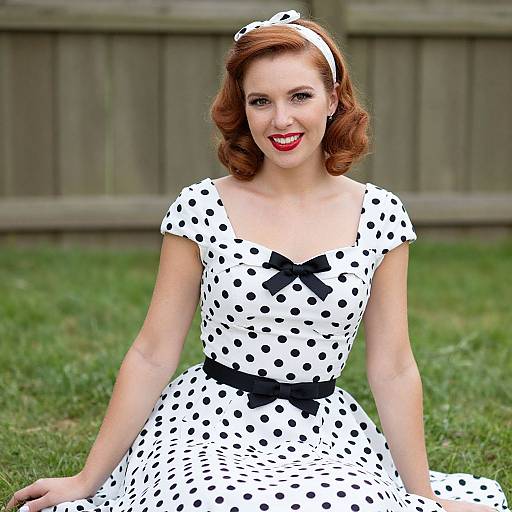 1950s Style Woman in Polka Dot Dress