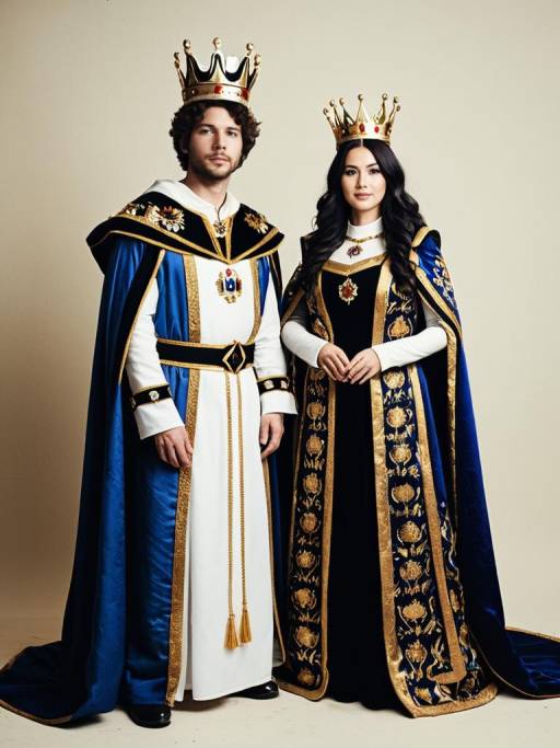 King and Queen in Regal Costumes
