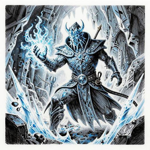 Icy Sorcerer Pen and Ink Drawing