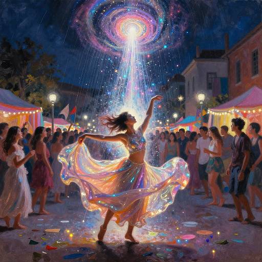 Ethereal Dancer in Shimmering Sky Portal