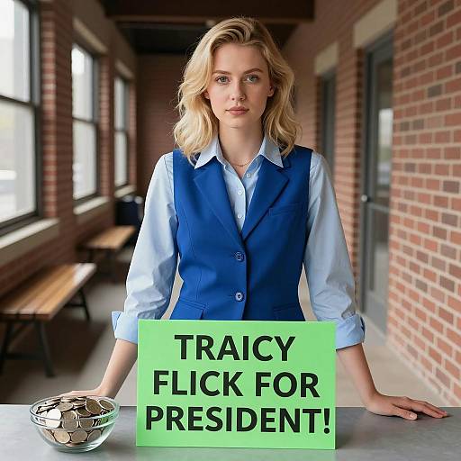 Young Woman Promoting TRAICY FLICK Campaign