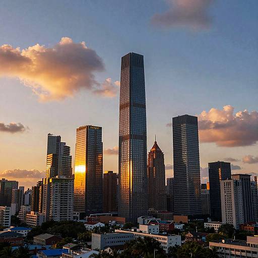 Ultra-Wide Panoramic Cityscape Sunset