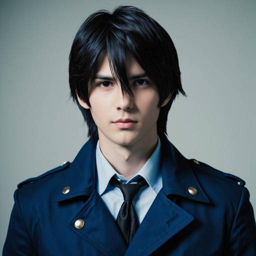 Young Man in Navy Jacket with Dark Hair