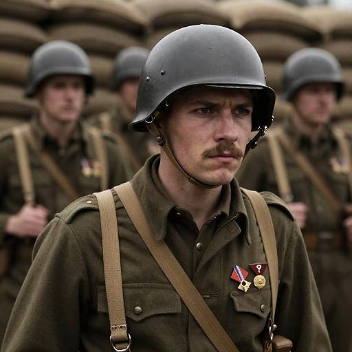 Intense WWI Soldier Portrait in Uniform