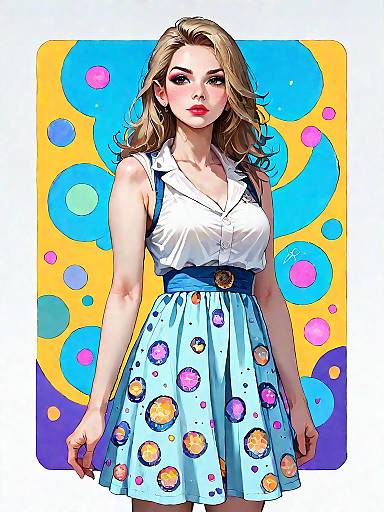 Stylish Young Woman in Patterned Dress