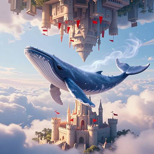 Majestic Sky Whale with Inverted City