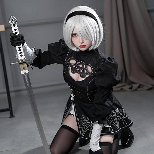 Intense Cosplay Portrait with Sword