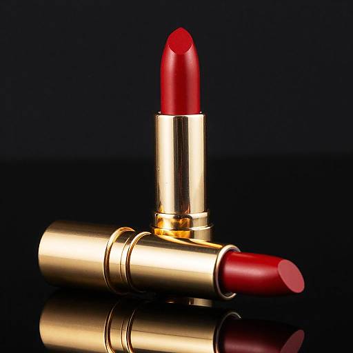 Golden Red Lipstick on Glossy Black
