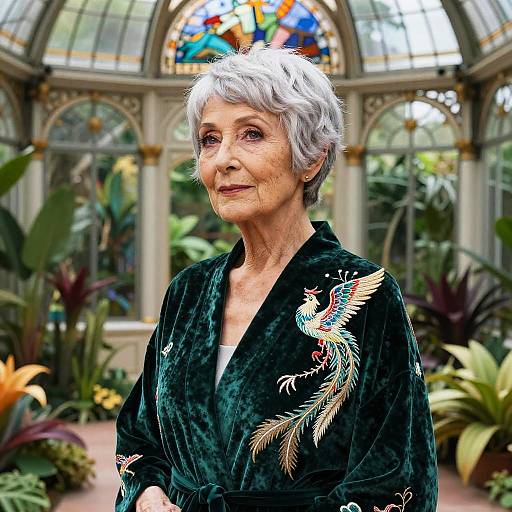 Silver Pixie in Emerald Velvet Kimono