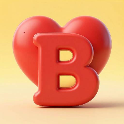 3D Red Heart with Letter B
